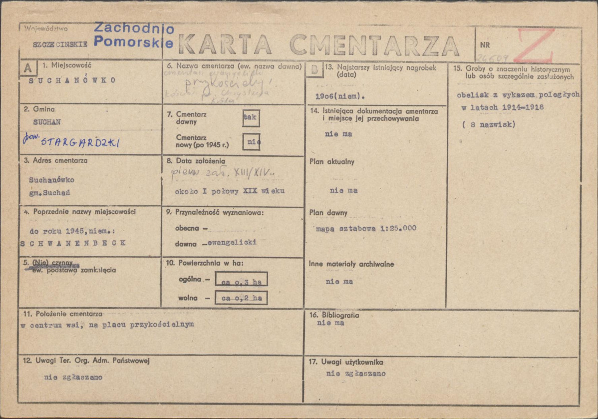 KC - Karta cmentarza, skan nr 1