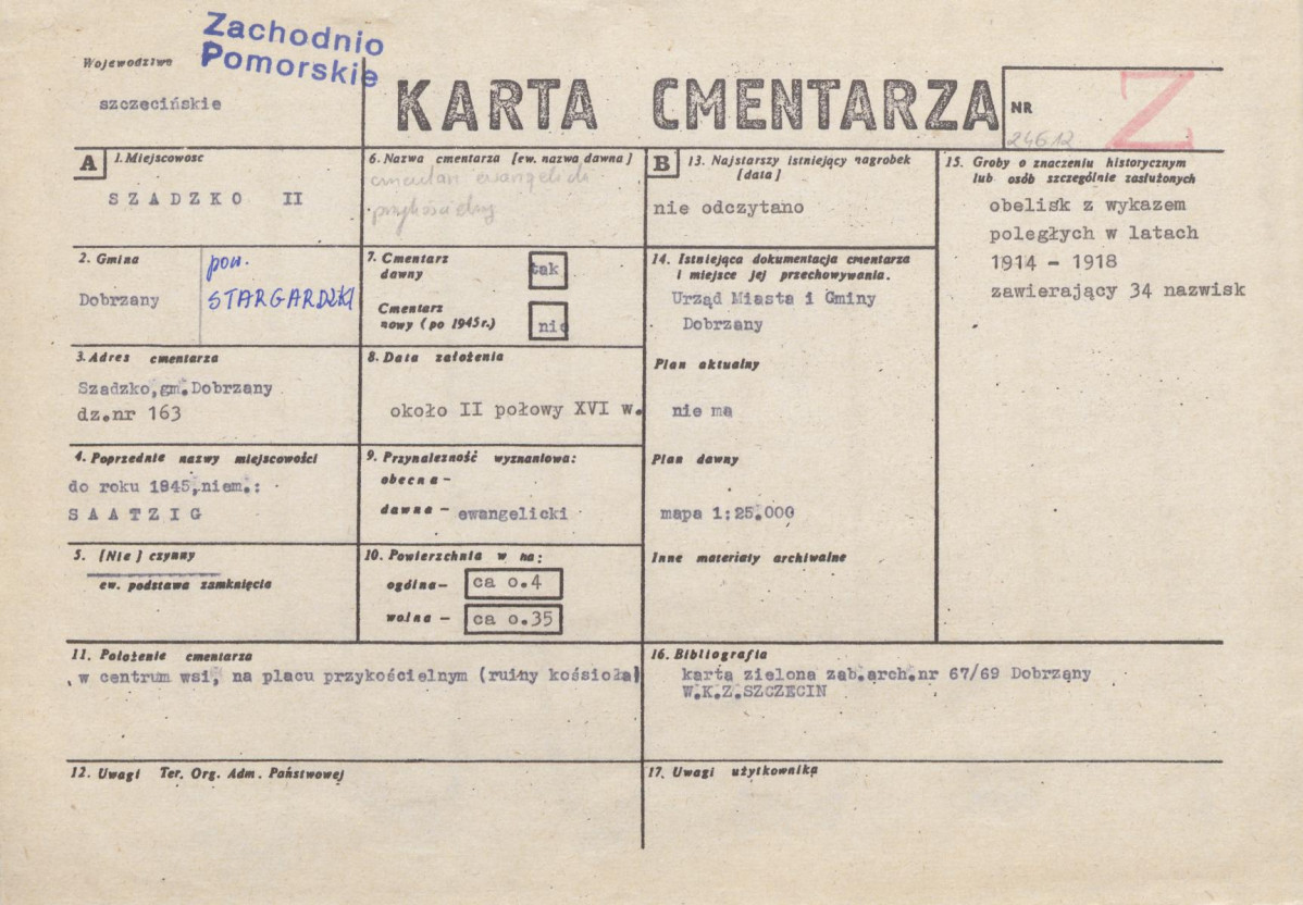 KC - Karta cmentarza, skan nr 1
