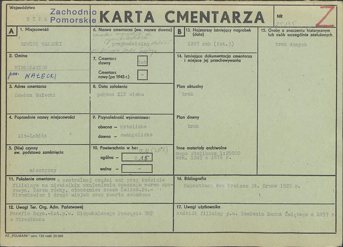 KC - Karta cmentarza, skan nr 1