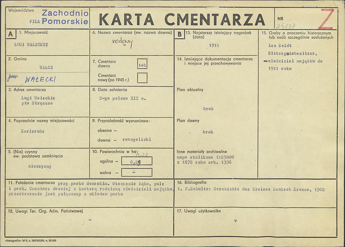 KC - Karta cmentarza, skan nr 1