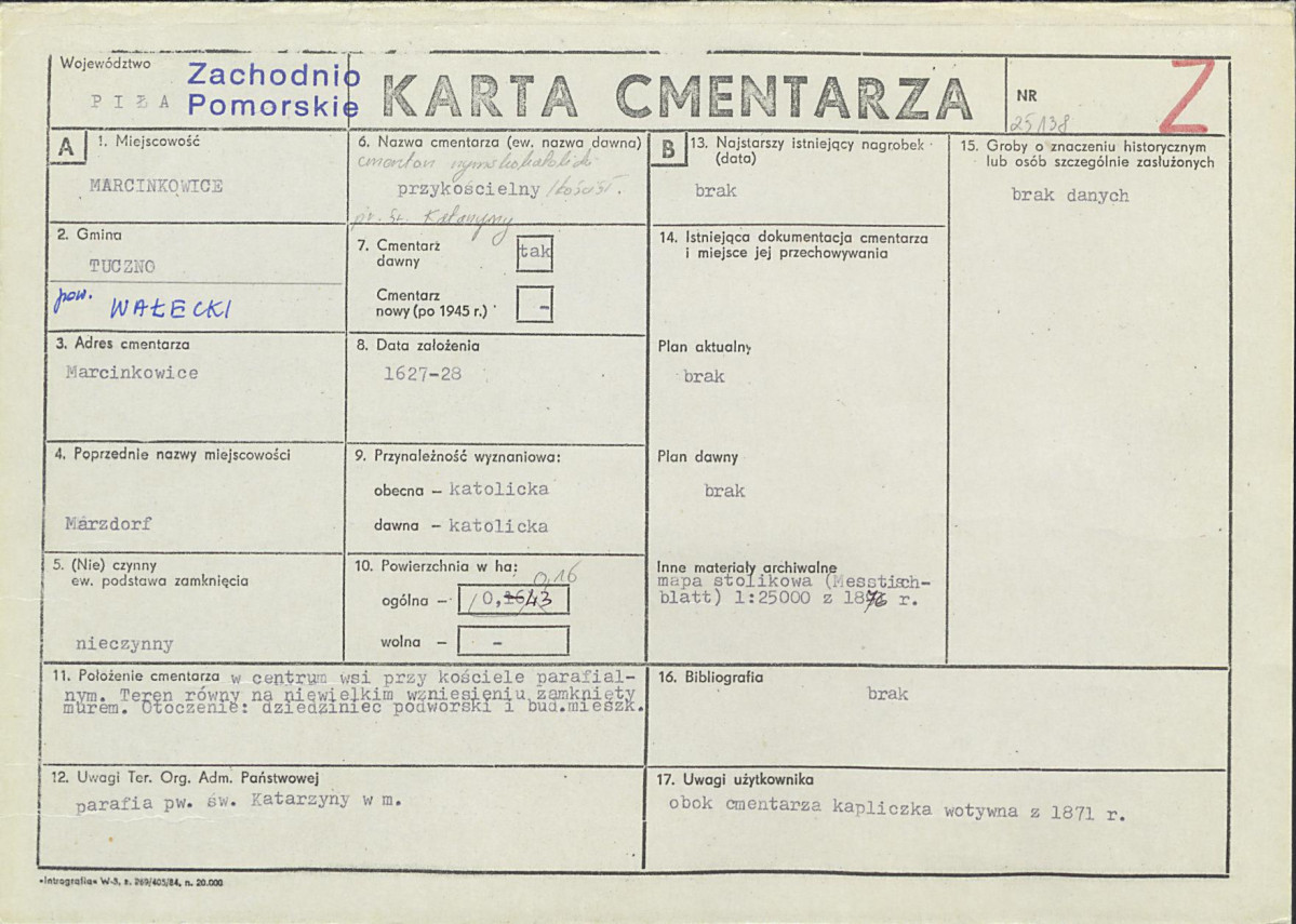 KC - Karta cmentarza, skan nr 1