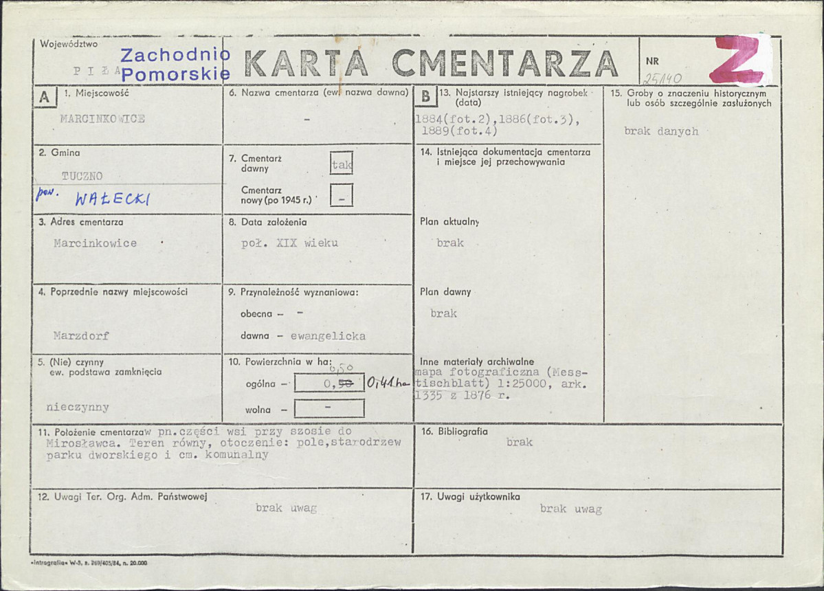 KC - Karta cmentarza, skan nr 1
