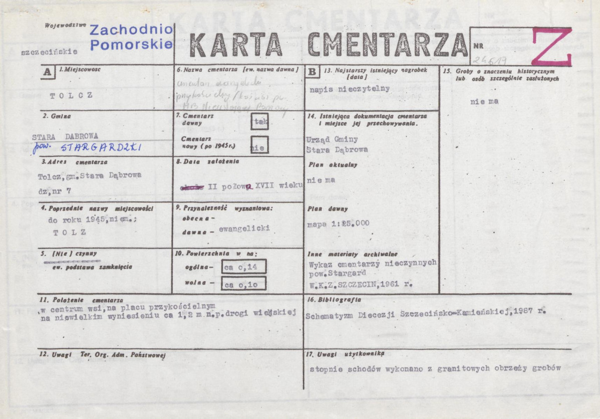 KC - Karta cmentarza, skan nr 1