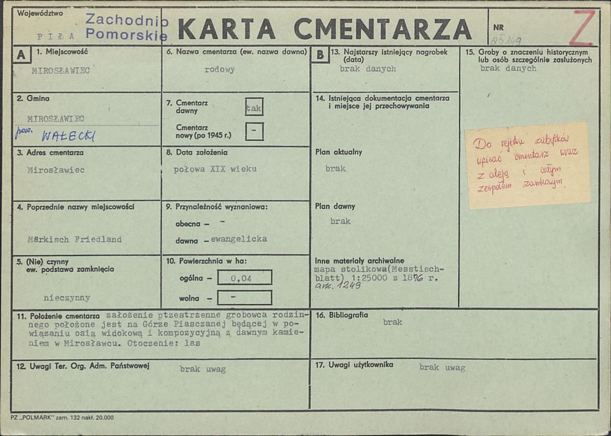 KC - Karta cmentarza, skan nr 1