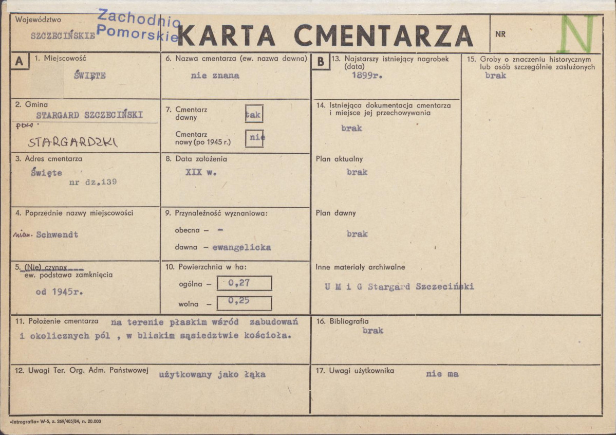 KC - Karta cmentarza, skan nr 1