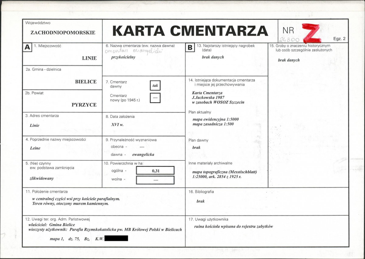 KC - Karta cmentarza, skan nr 1
