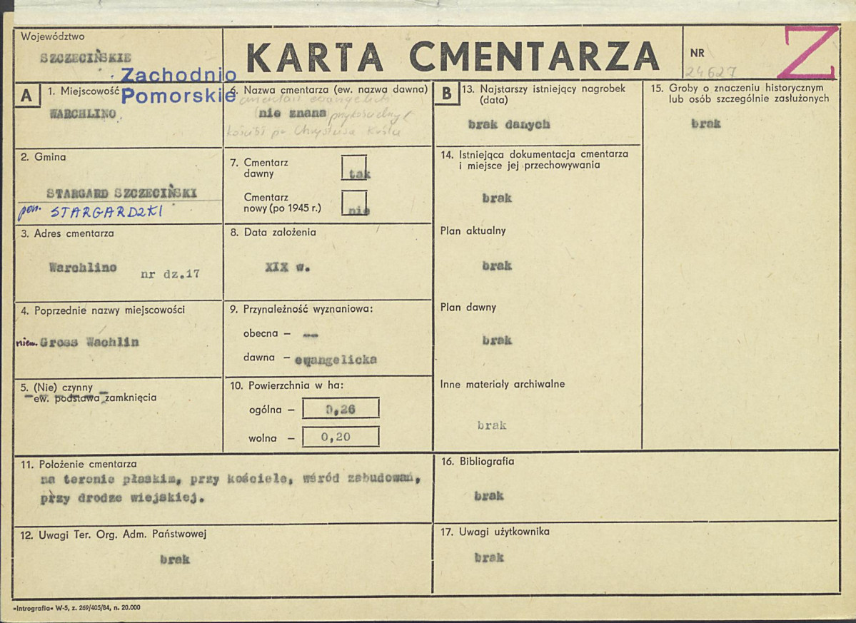 KC - Karta cmentarza, skan nr 1
