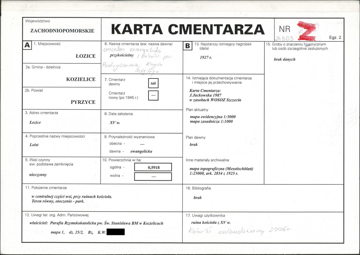 KC - Karta cmentarza, skan nr 1