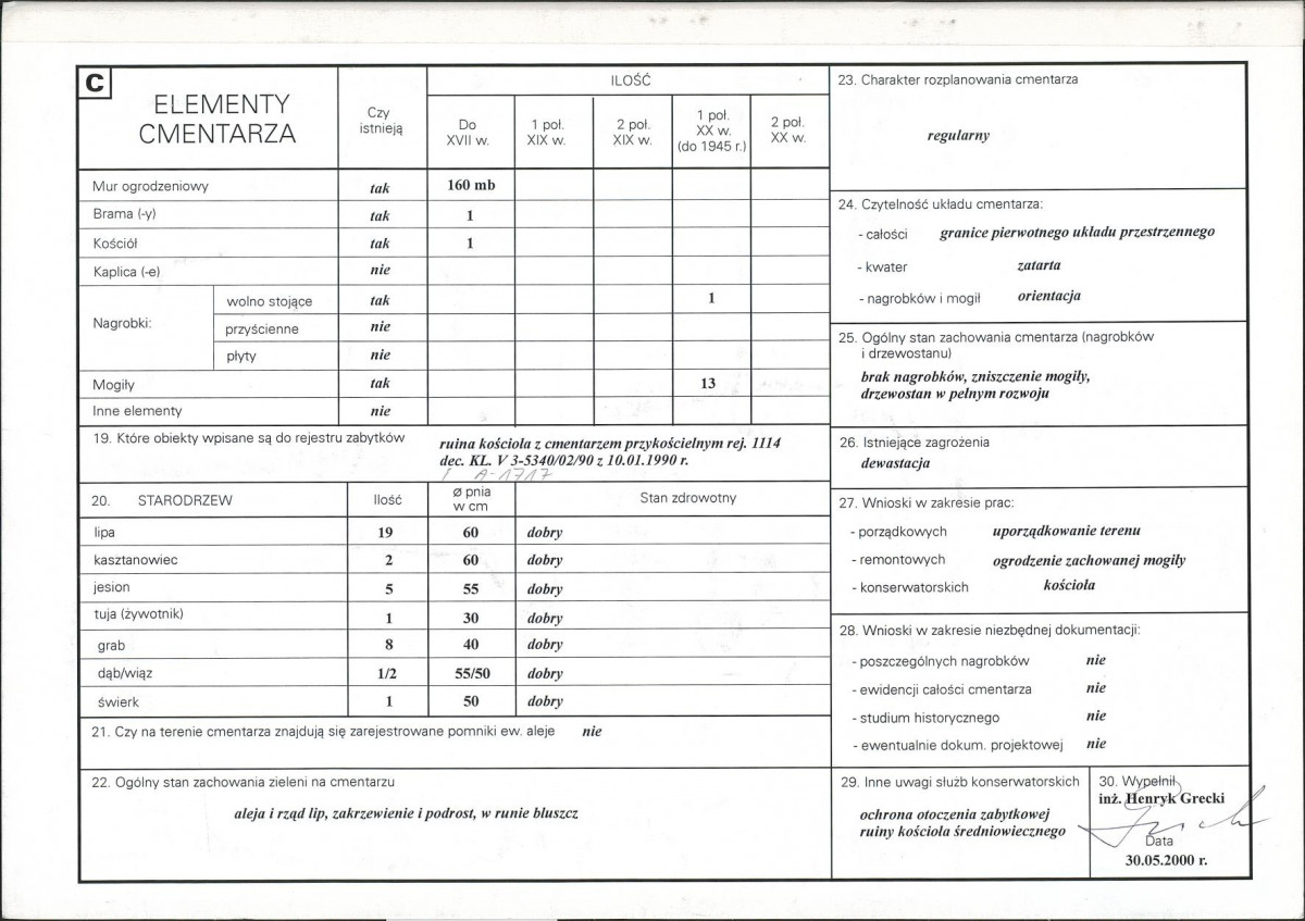 KC - Karta cmentarza, skan nr 2