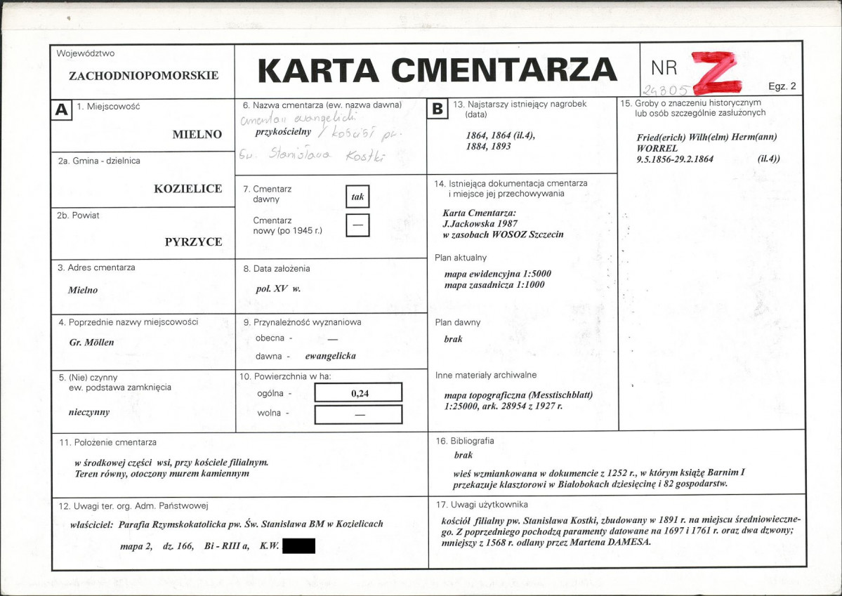 KC - Karta cmentarza, skan nr 1
