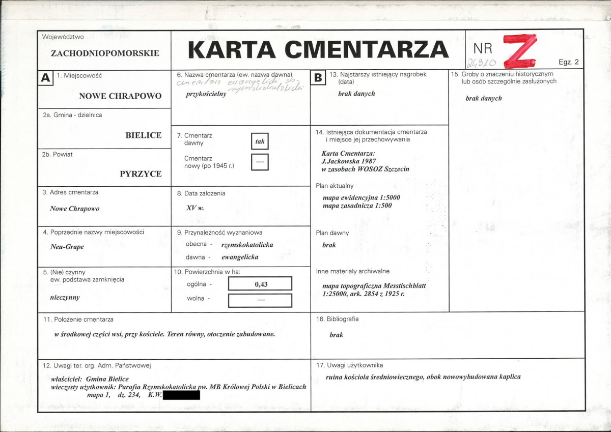 KC - Karta cmentarza, skan nr 1