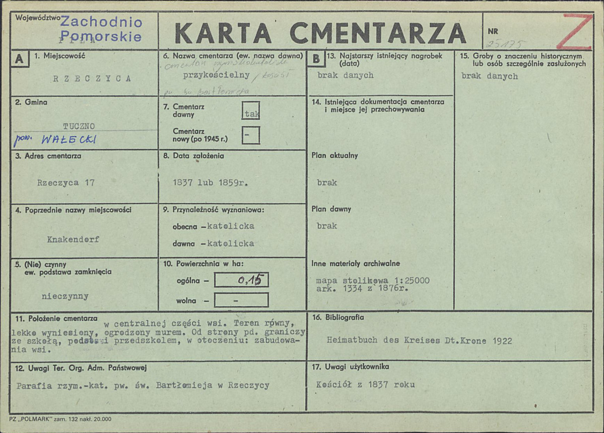 KC - Karta cmentarza, skan nr 1