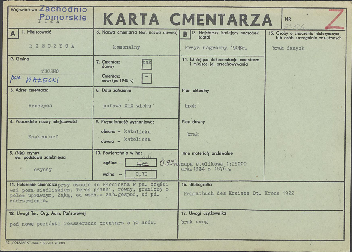 KC - Karta cmentarza, skan nr 1