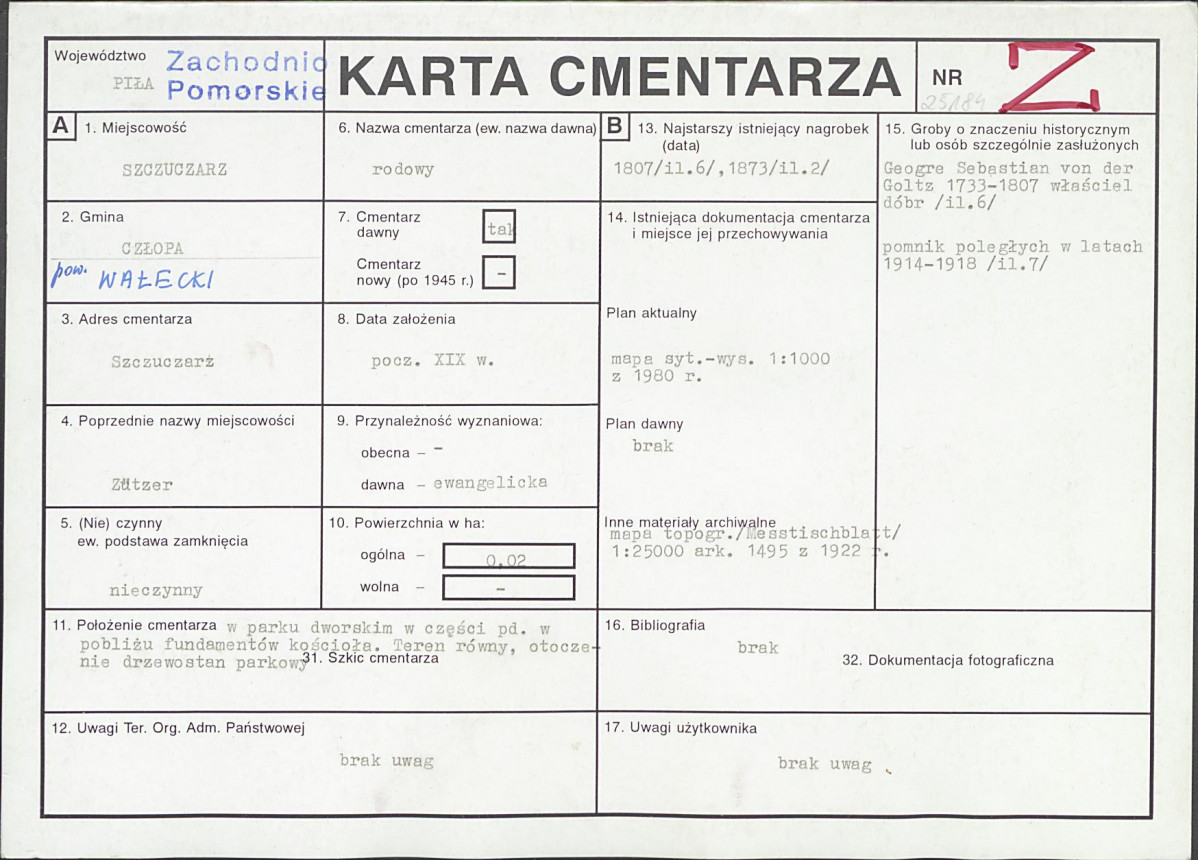 KC - Karta cmentarza, skan nr 1