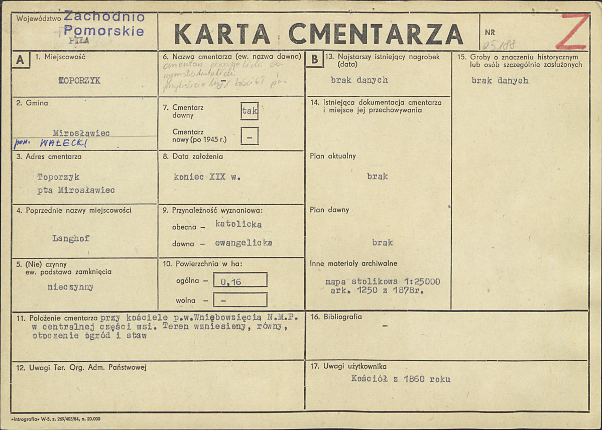 KC - Karta cmentarza, skan nr 1