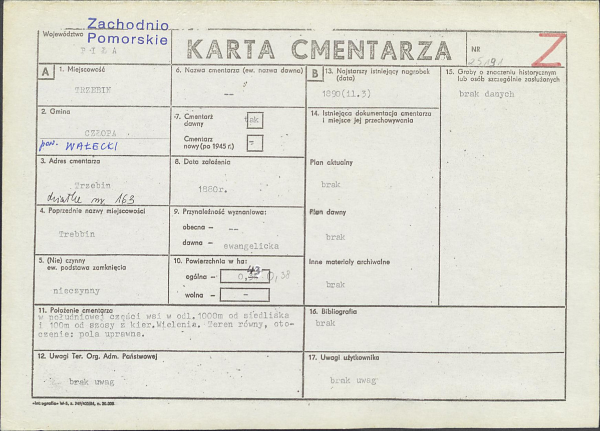 KC - Karta cmentarza, skan nr 1