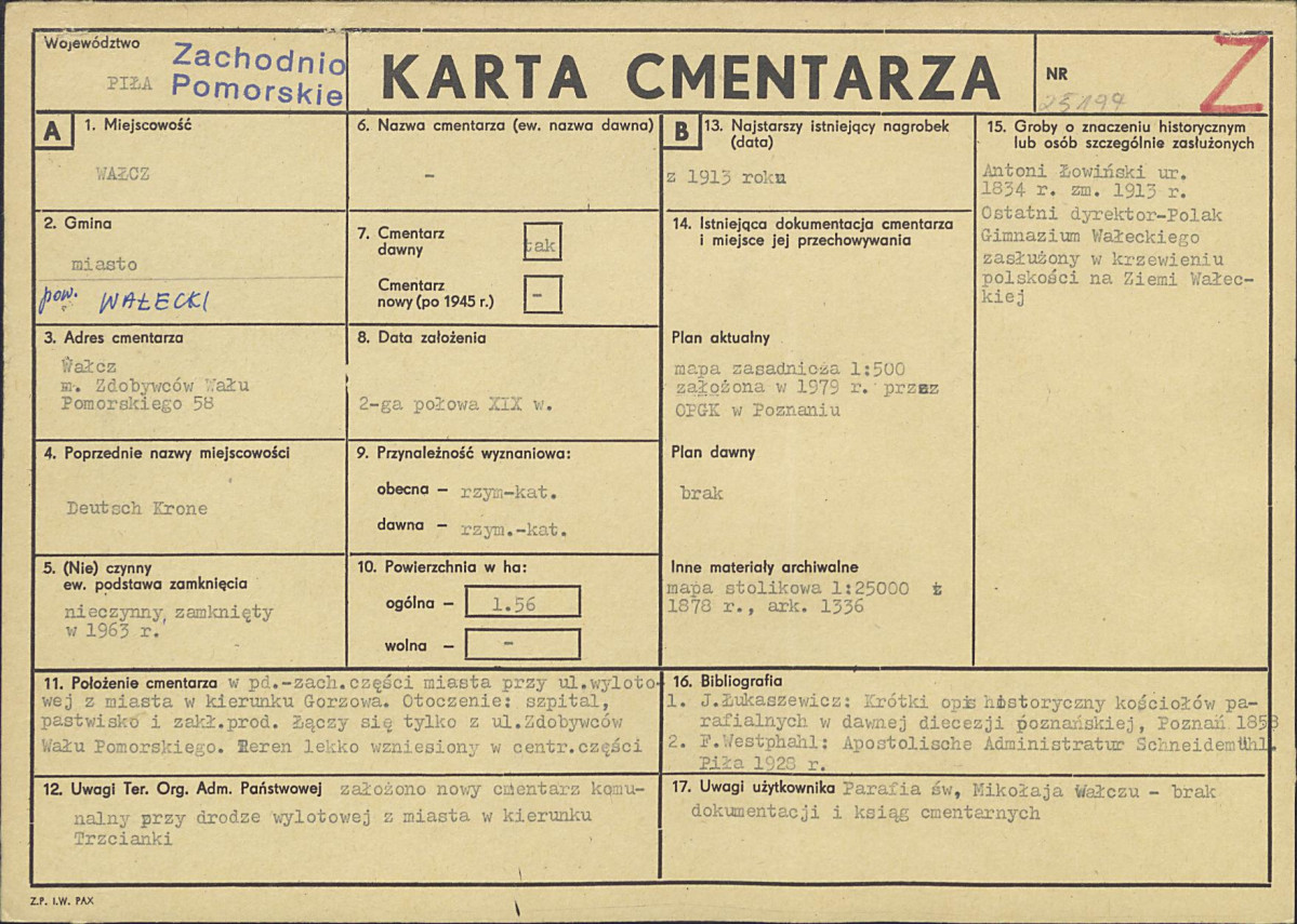 KC - Karta cmentarza, skan nr 1