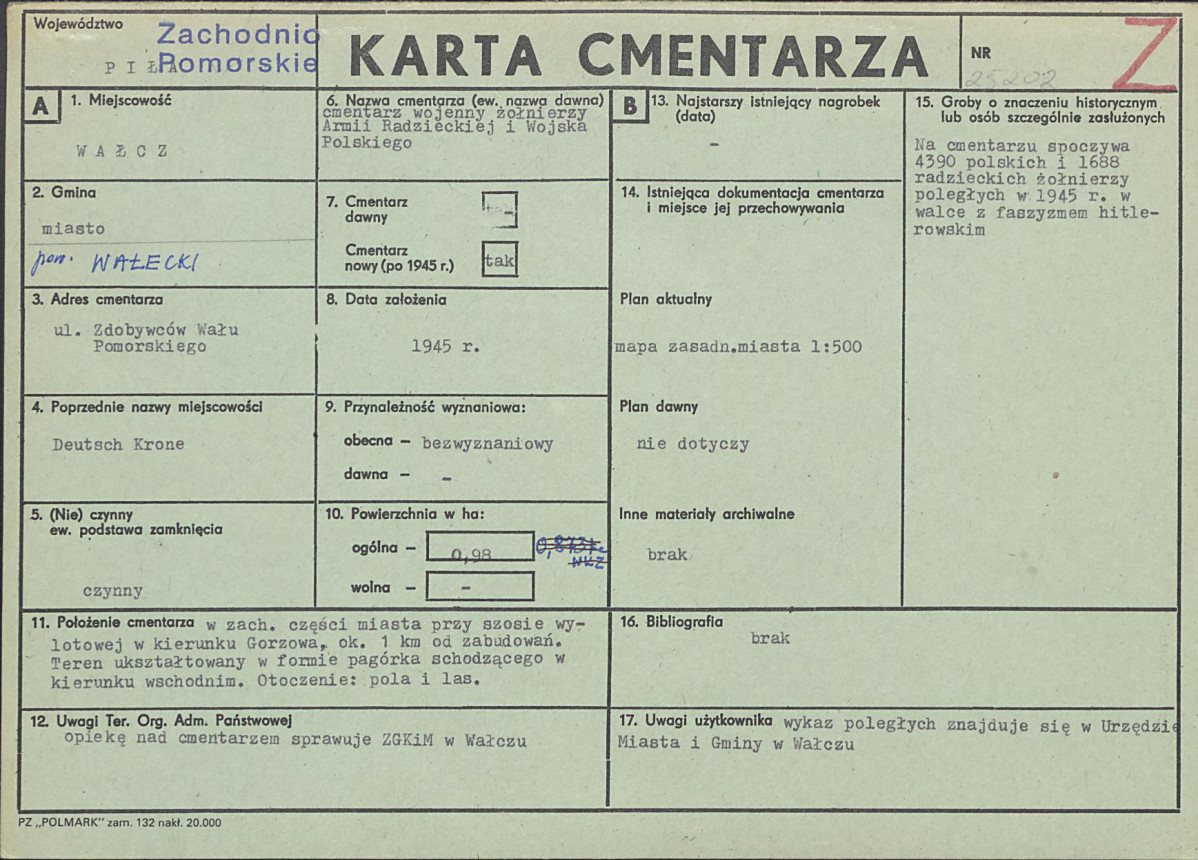 KC - Karta cmentarza, skan nr 1