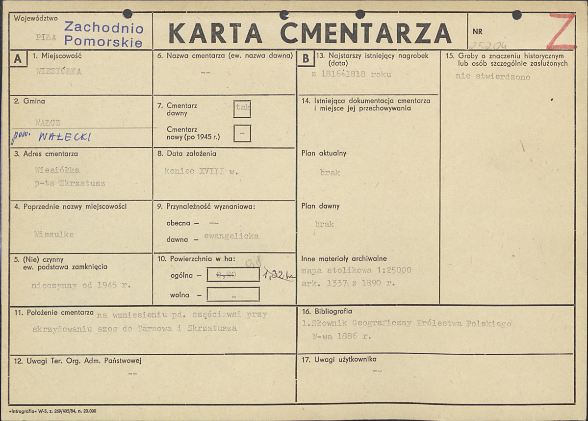 KC - Karta cmentarza, skan nr 1
