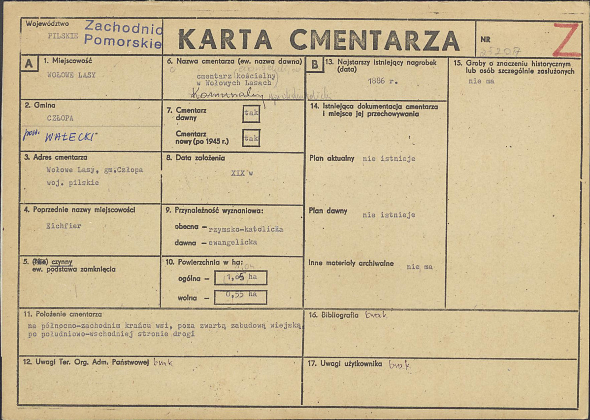 KC - Karta cmentarza, skan nr 1