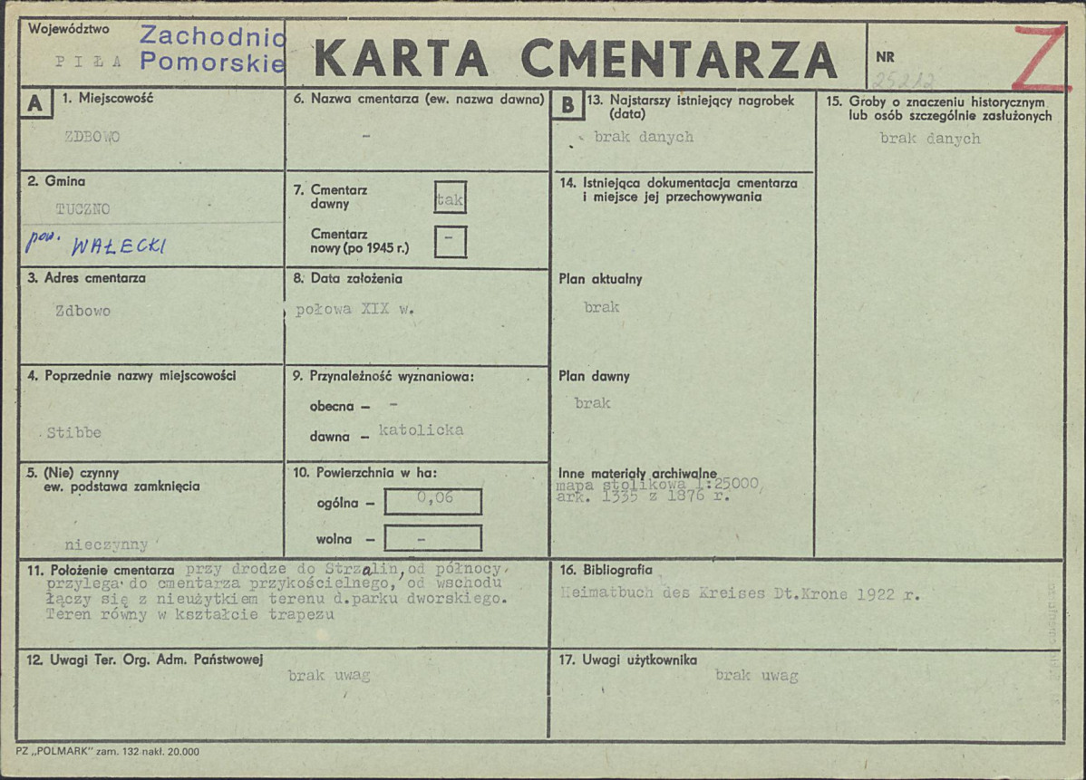KC - Karta cmentarza, skan nr 1