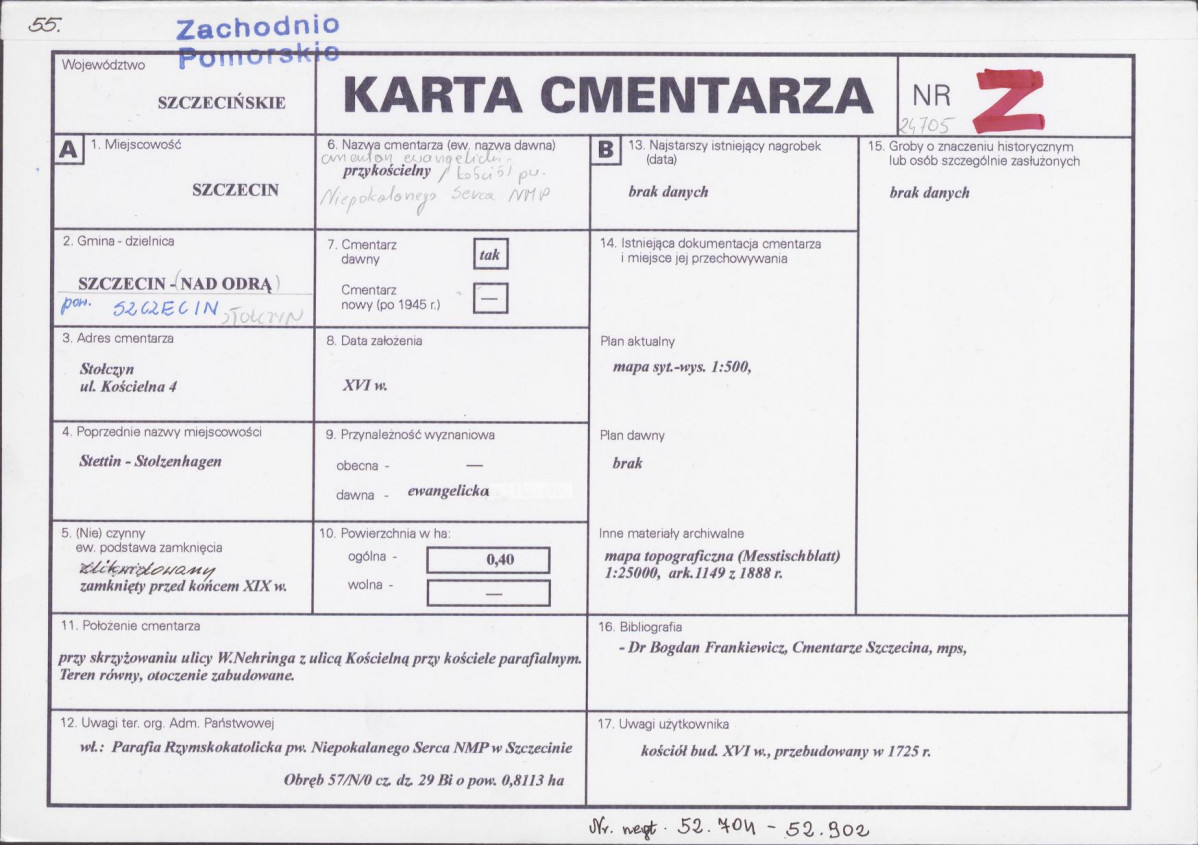 KC - Karta cmentarza, skan nr 1