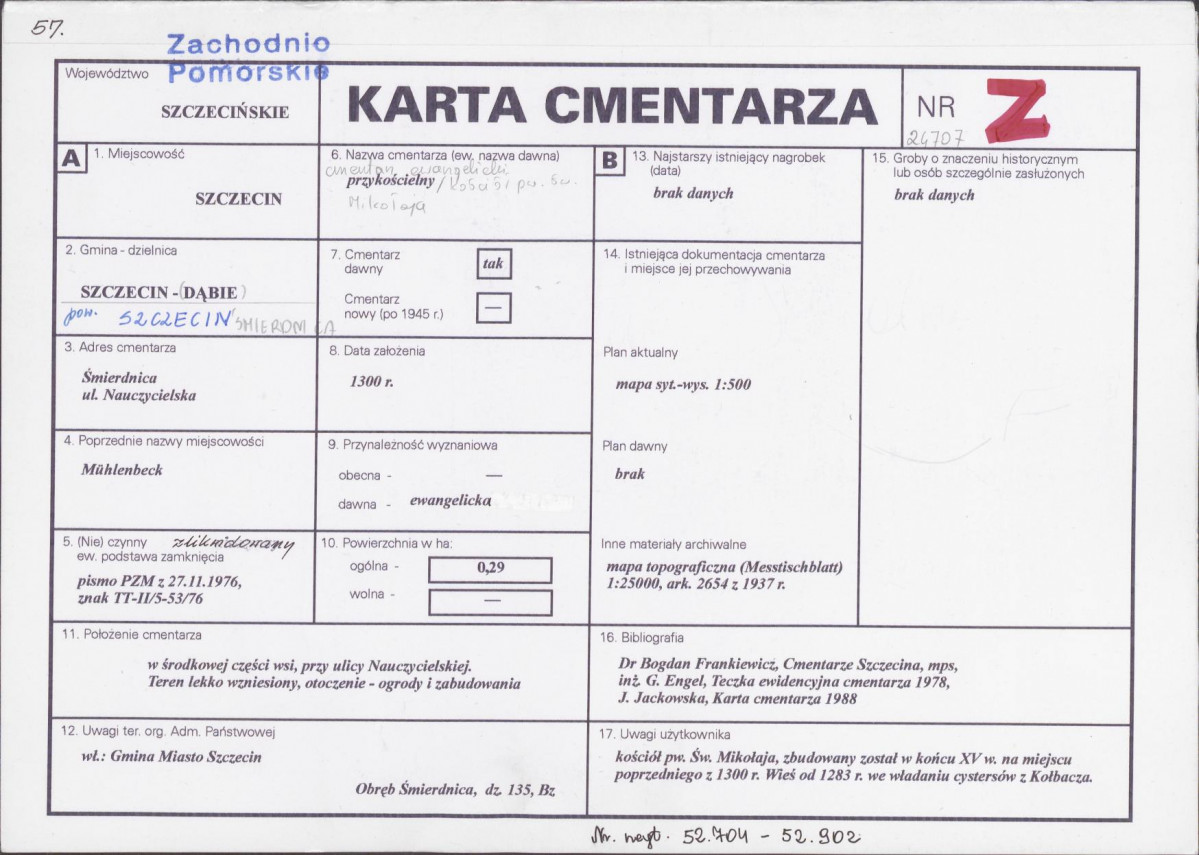 KC - Karta cmentarza, skan nr 1