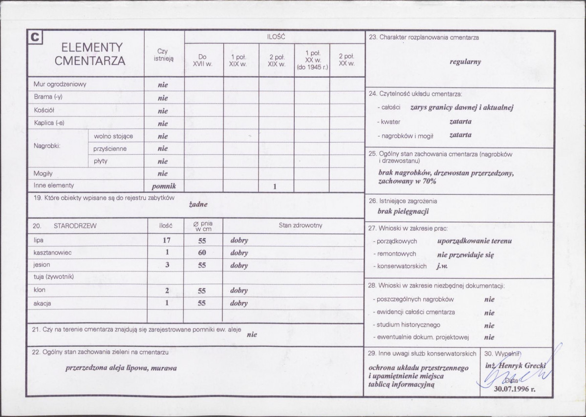 KC - Karta cmentarza, skan nr 2