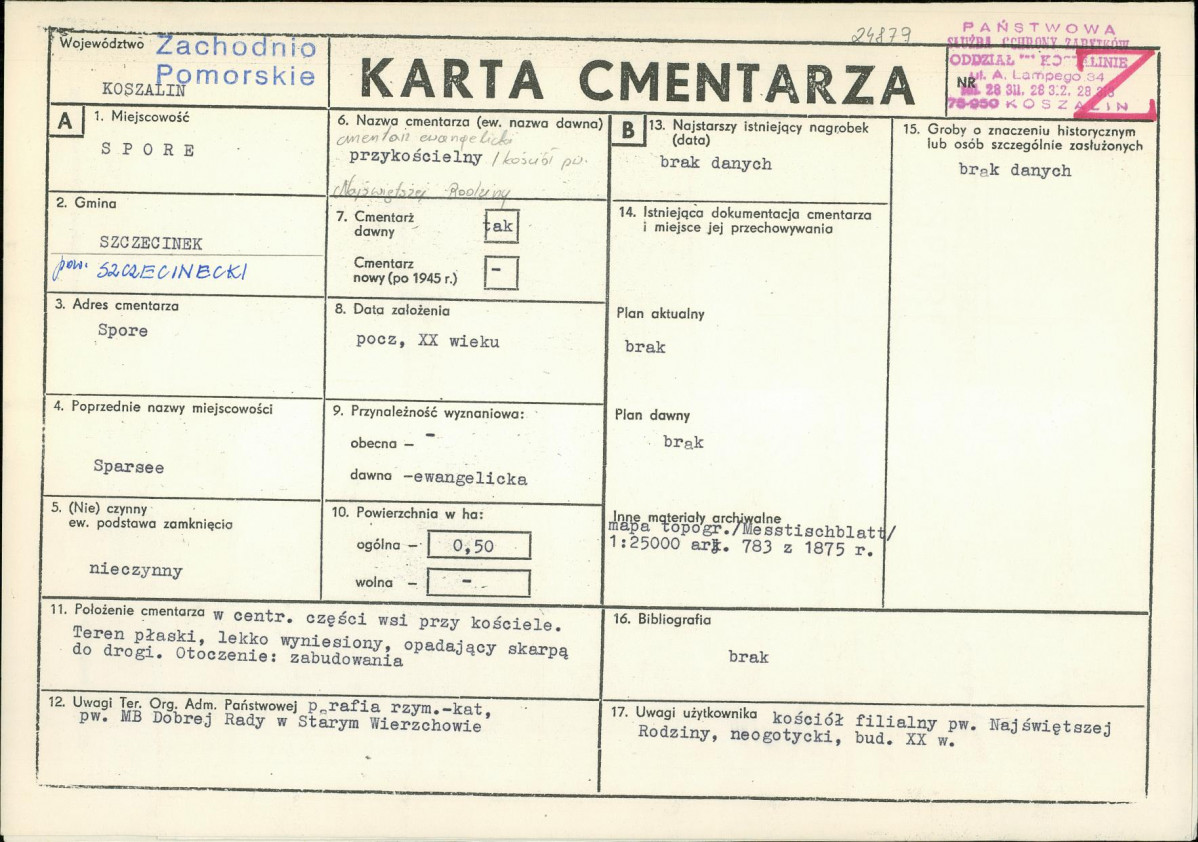 KC - Karta cmentarza, skan nr 1