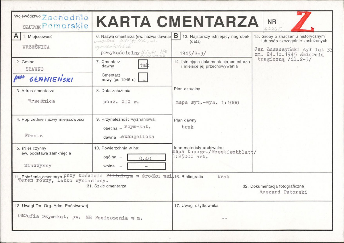 Karta cmentarza, skan nr 1