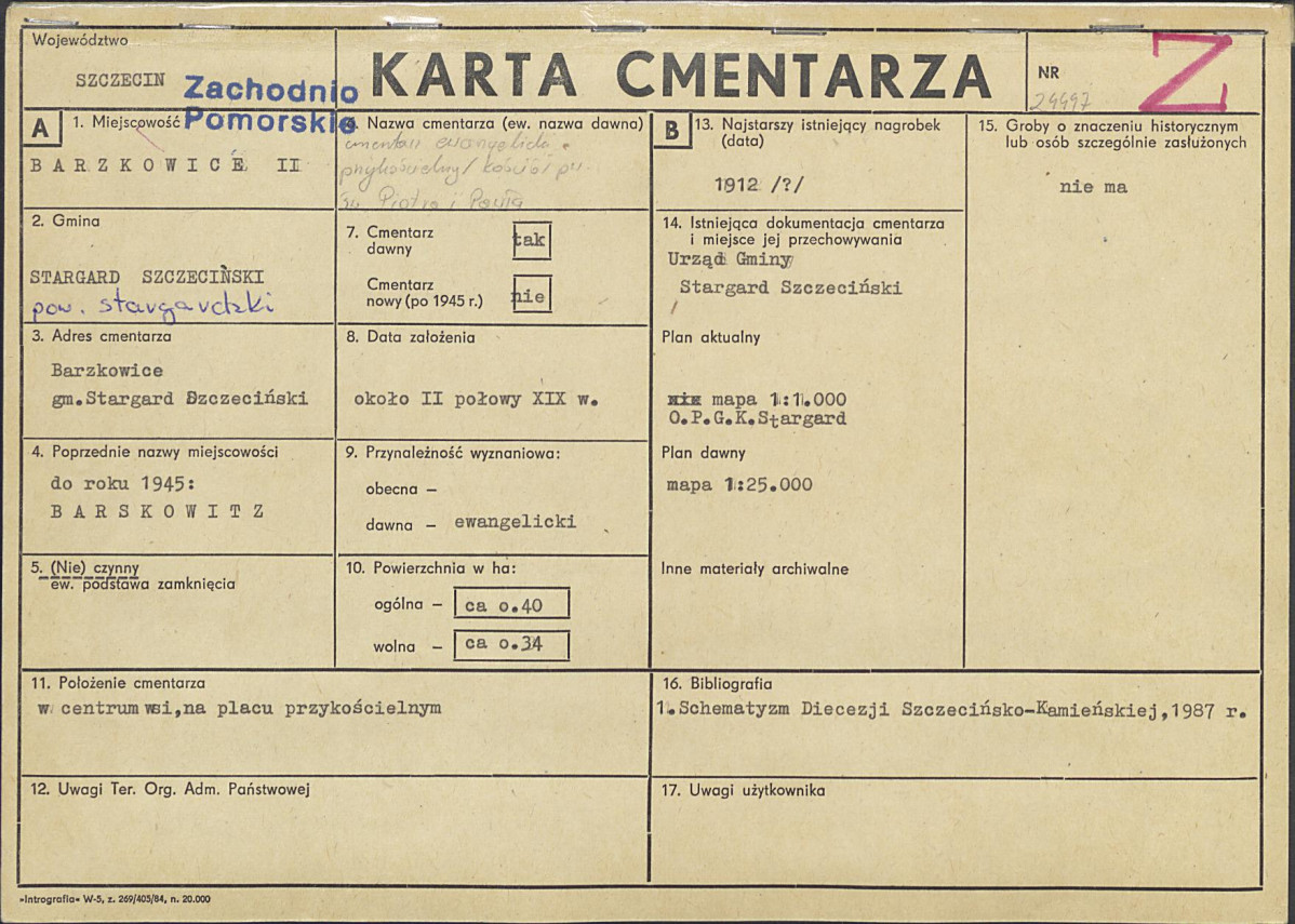 KC - Karta cmentarza, skan nr 1
