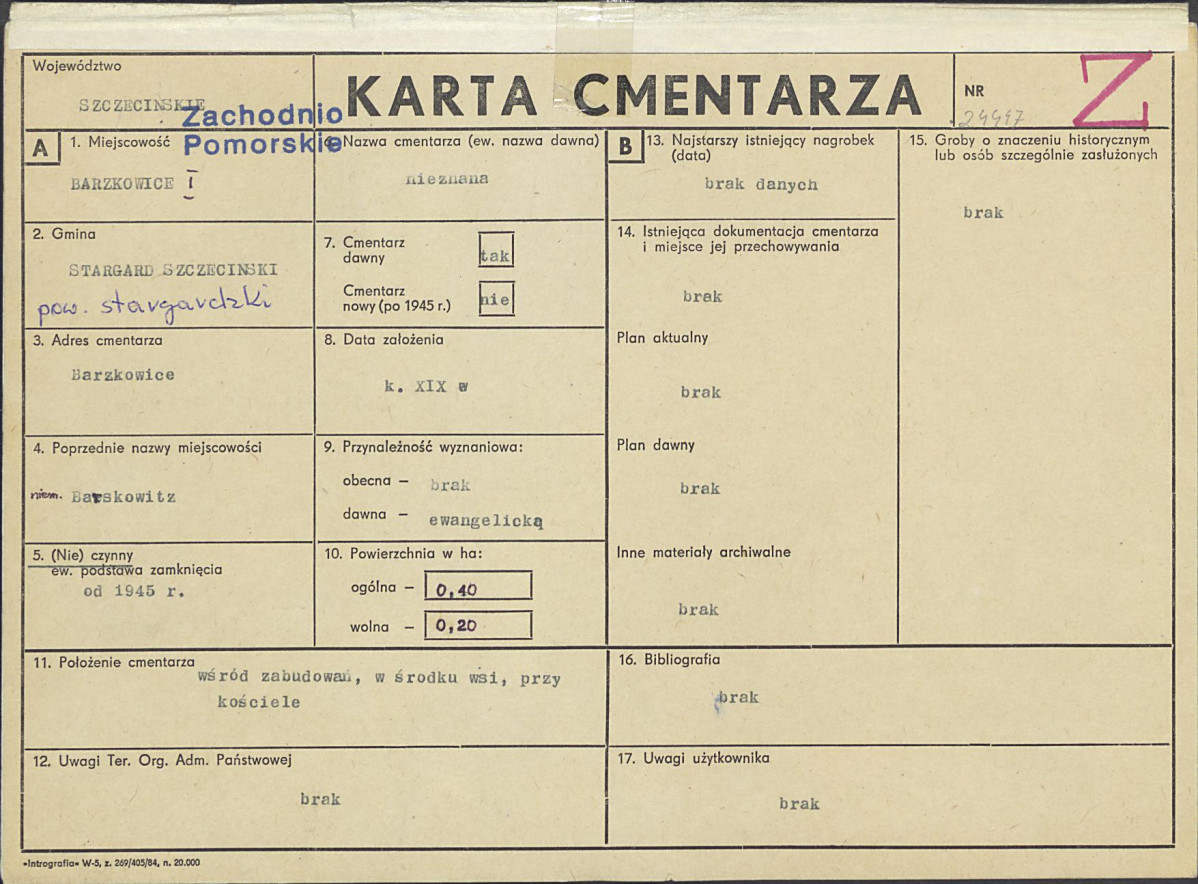KC - Karta cmentarza, skan nr 1