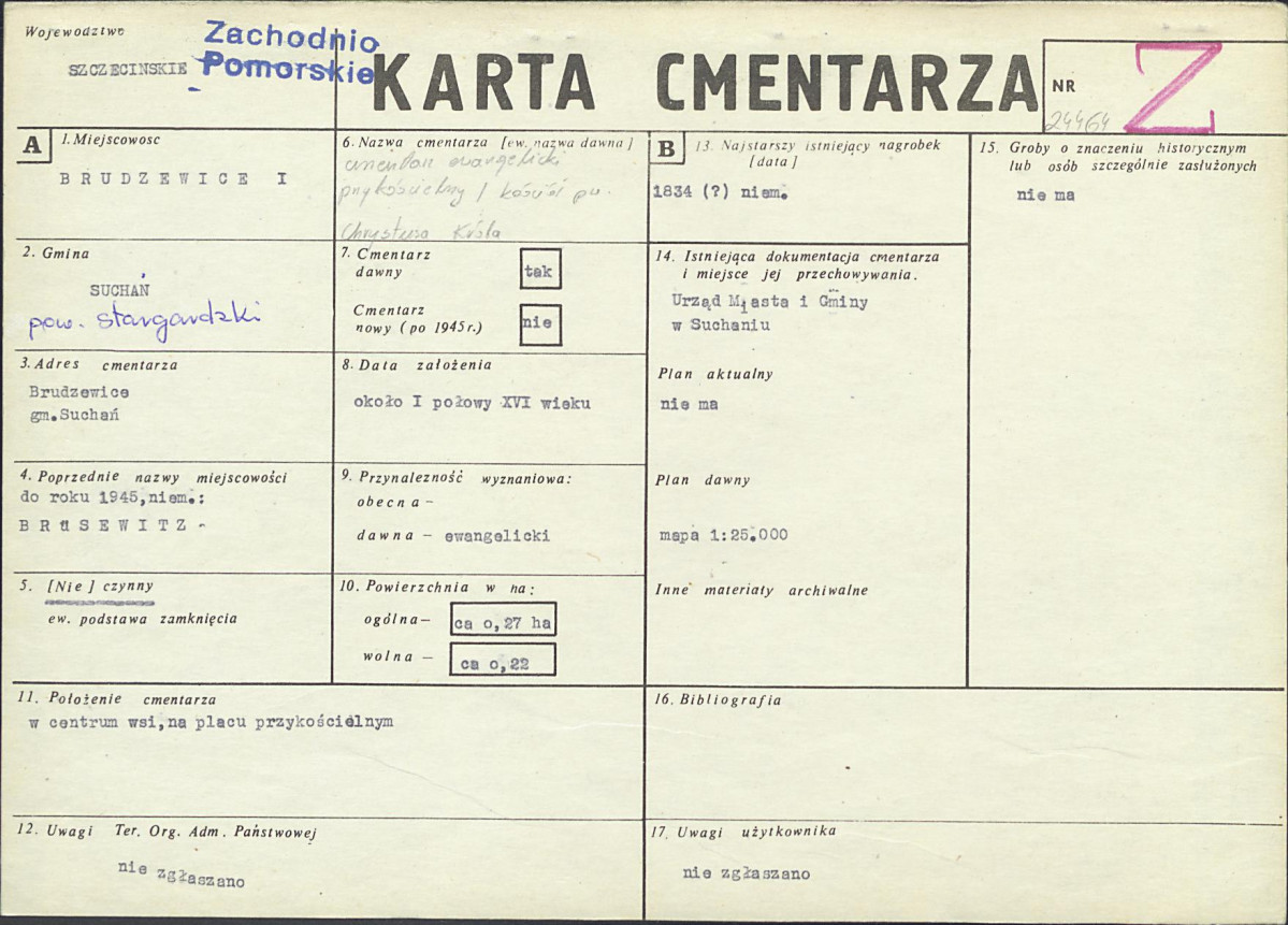 KC - Karta cmentarza, skan nr 1