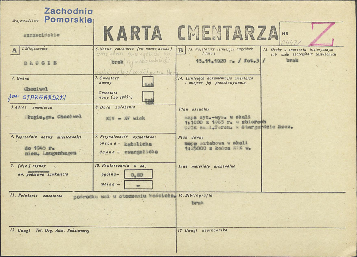 KC - Karta cmentarza, skan nr 1