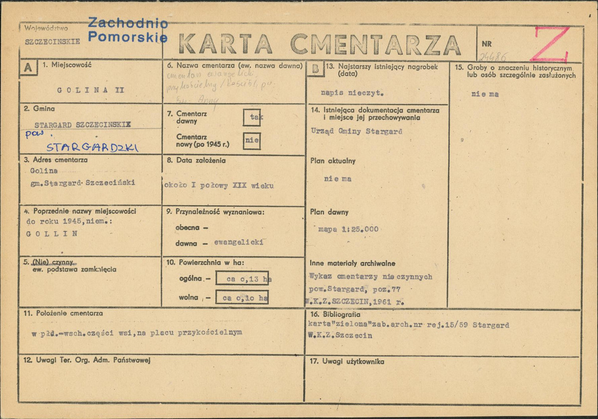 KC - Karta cmentarza, skan nr 1