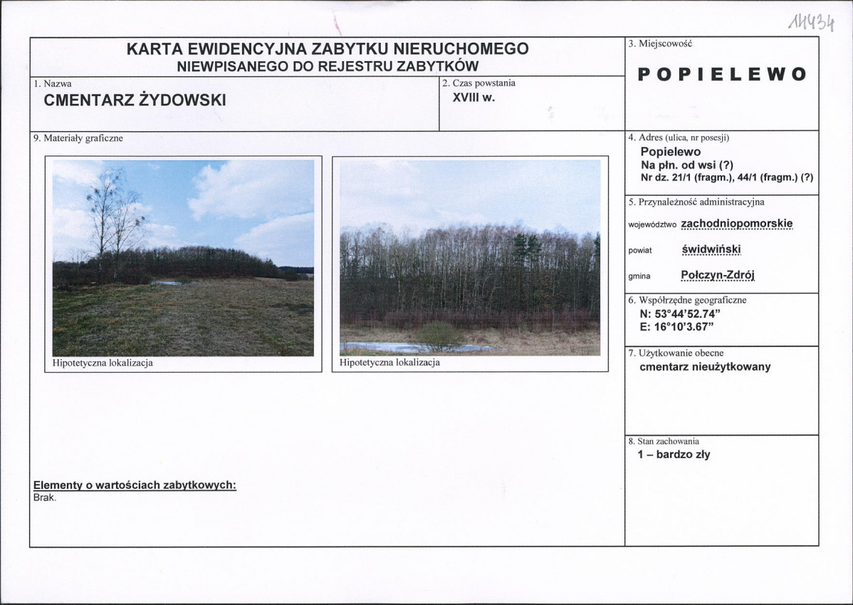 KEZN - Karta obiektu niewpisanego do rejestru, skan nr 1