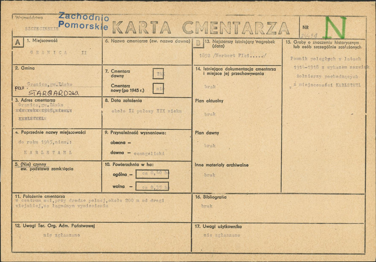 KC - Karta cmentarza, skan nr 1