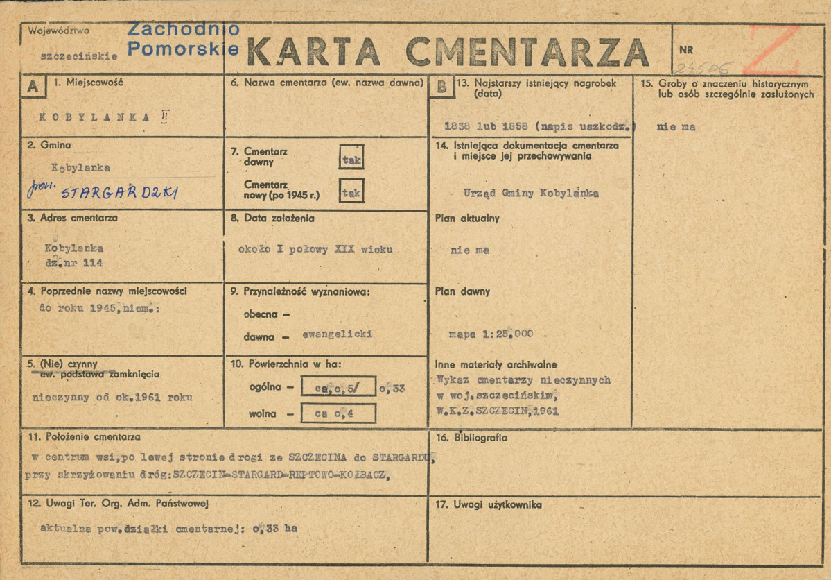 KC - Karta cmentarza, skan nr 1