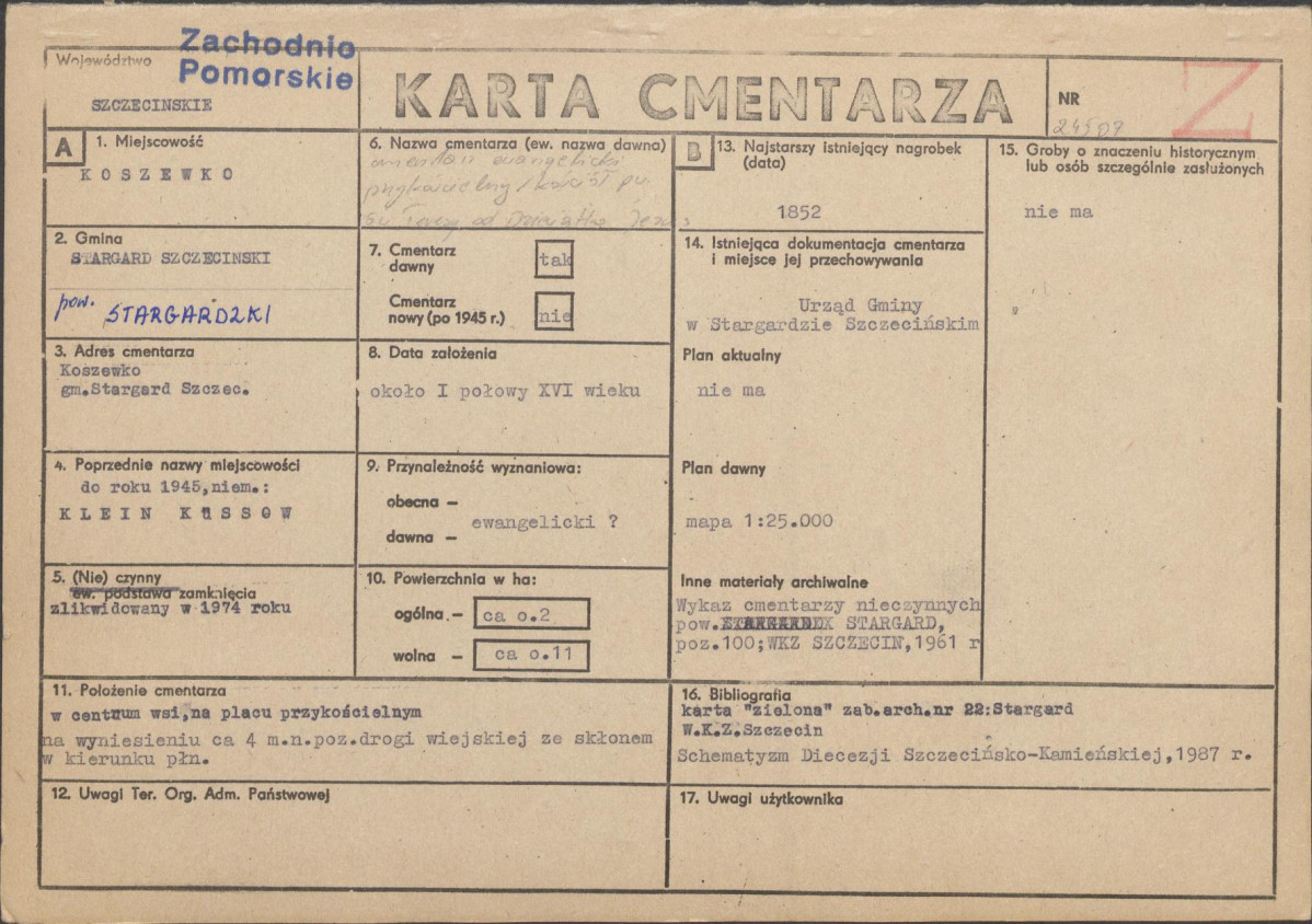 KC - Karta cmentarza, skan nr 1