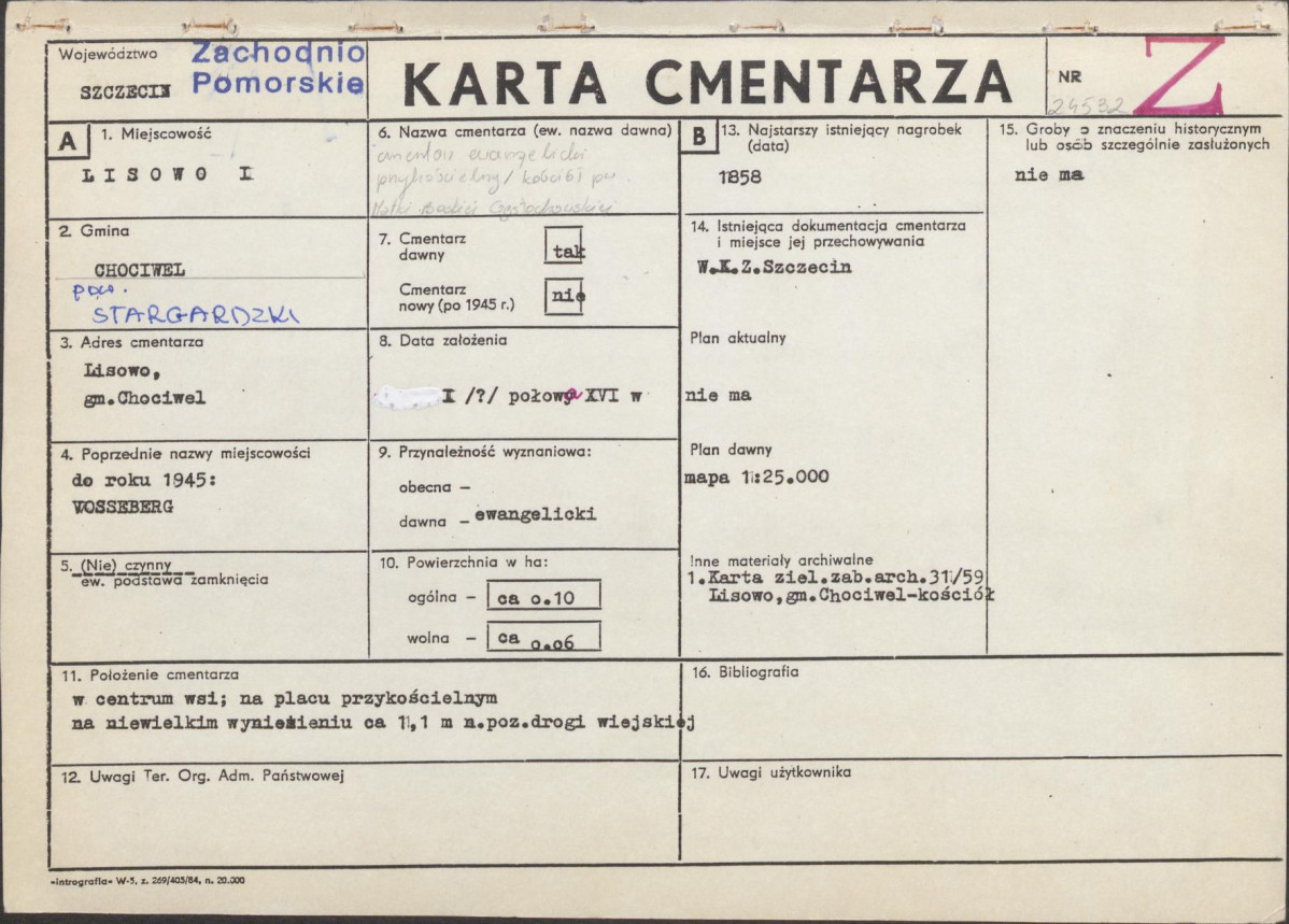 KC - Karta cmentarza, skan nr 1