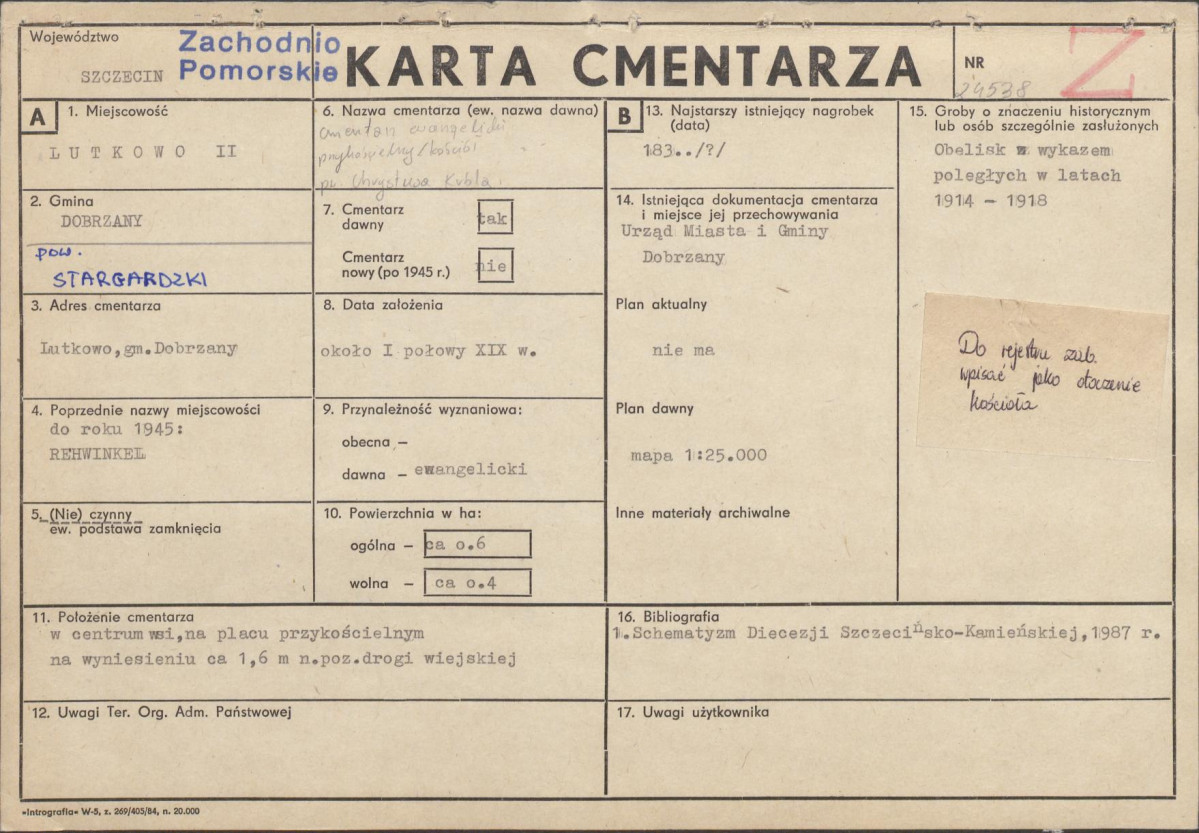 KC - Karta cmentarza, skan nr 1