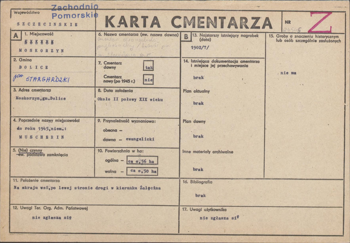 KC - Karta cmentarza, skan nr 1