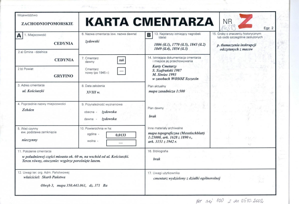 Karta cmentarza, skan nr 1