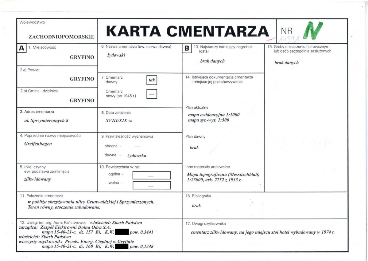 KC - Karta cmentarza, skan nr 1