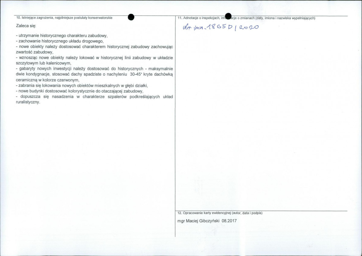 Karta obiektu niewpisanego do rejestru, skan nr 2