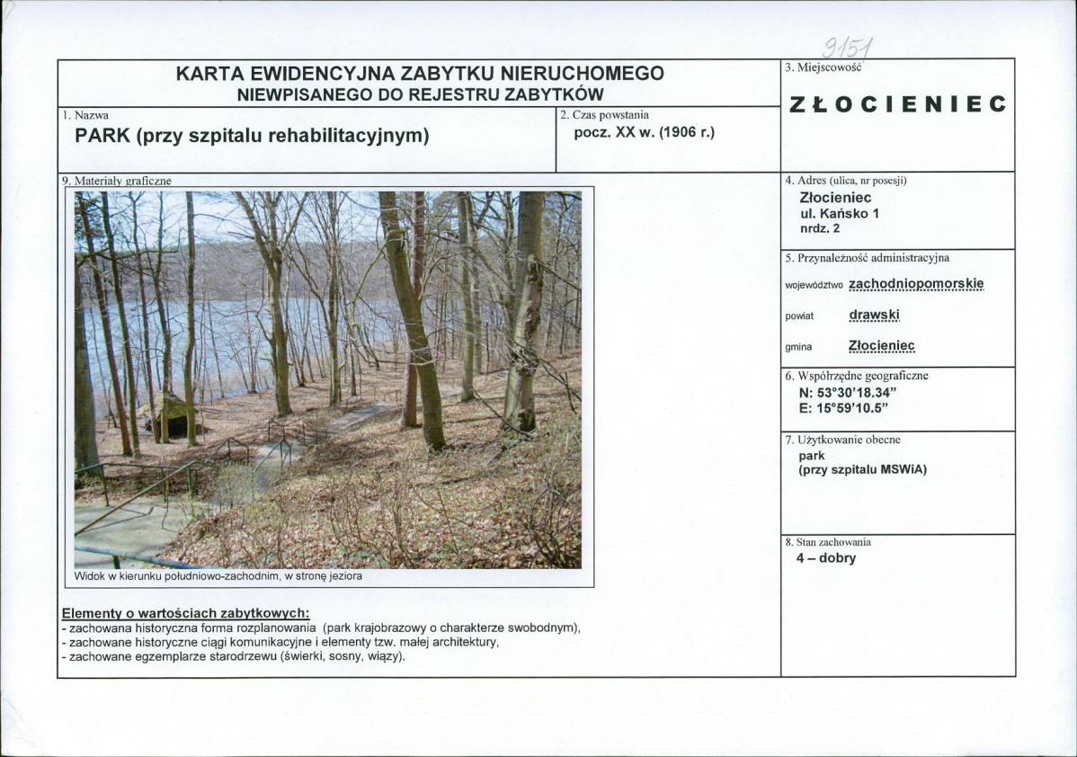 Karta obiektu niewpisanego do rejestru, skan nr 1
