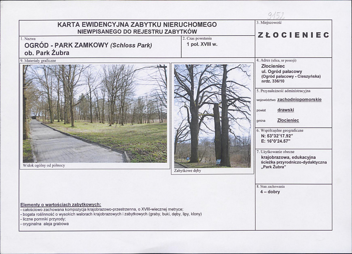 Karta obiektu niewpisanego do rejestru, skan nr 1
