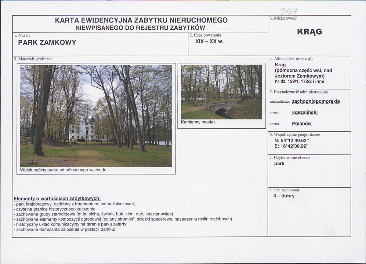 Karta obiektu niewpisanego do rejestru, skan nr 1