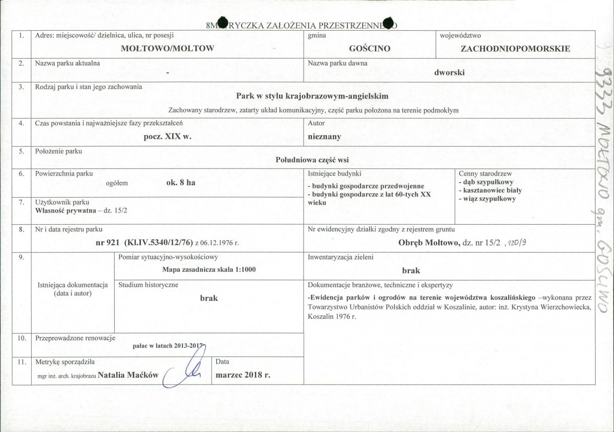 Ewidencja parkowa, skan nr 1