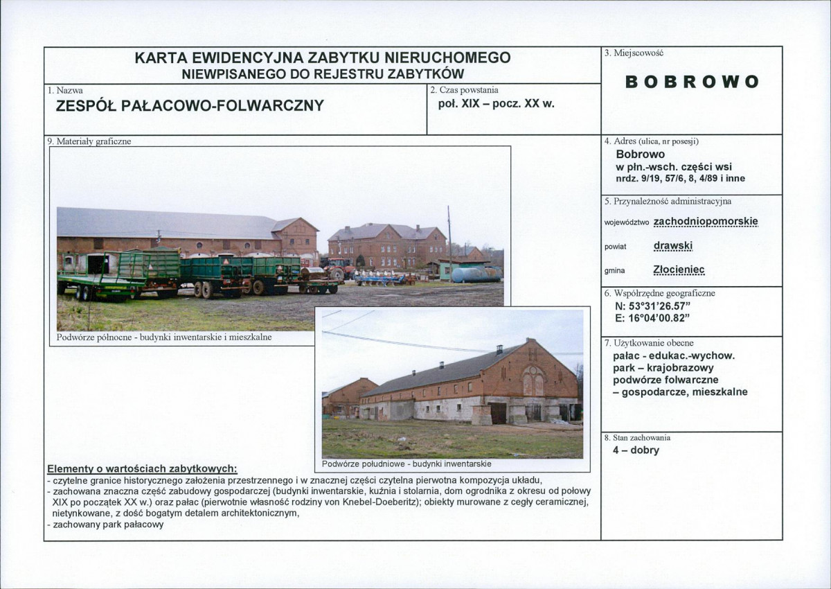 Karta obiektu niewpisanego do rejestru, skan nr 1